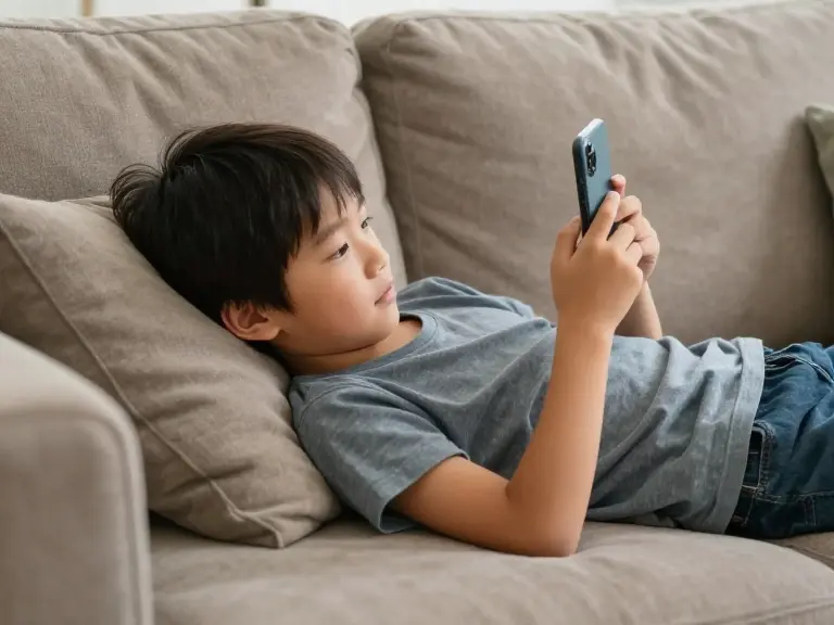 kid on phone